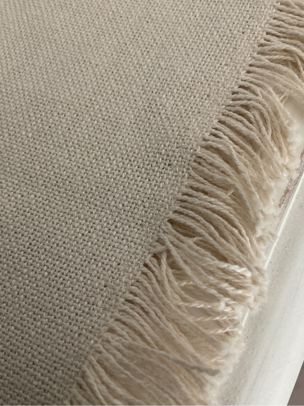 Crate&Barrel Natural Fringe Cotton table runner